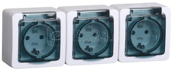 IEK GERMES PLUS РСб23-3-ГПБд Розетка 3м с з/к о/у IP54 (дымчатый) ERMP32-K03-16-54-EC