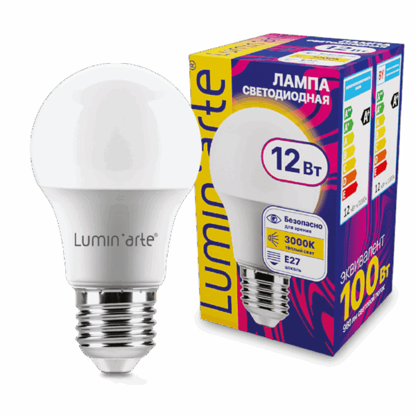 Светодиодная лампа LUMIN'ARTE LSTD-A60-12W3KE27 12Вт 3000K E27
