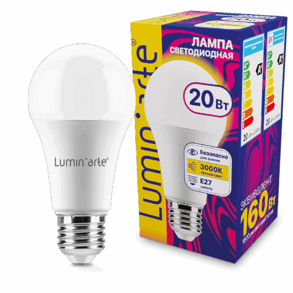 Светодиодная лампа LUMIN'ARTE LSTD-A60-20W3KE27 20Вт 3000K E27