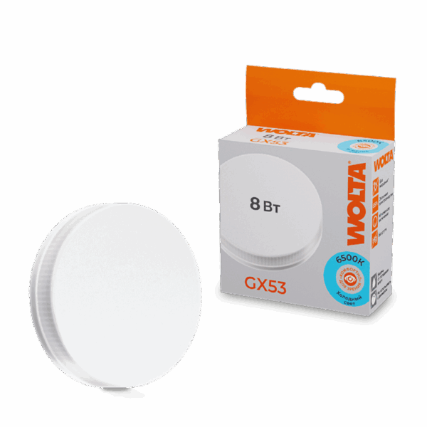 Светодиодная лампа WOLTA 25W75R8GX53 8Вт 6500K GX53