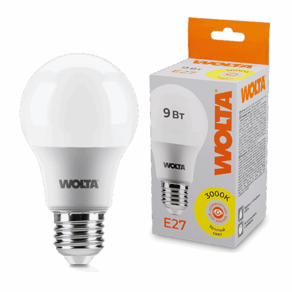 Светодиодная лампа WOLTA 25Y60BL9E27 9Вт 3000К E27