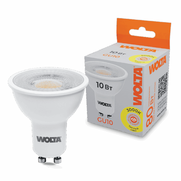 Светодиодная лампа WOLTA WSTD-PAR16-220V10W3KGU10-L с линзой 10Вт 3000K GU10