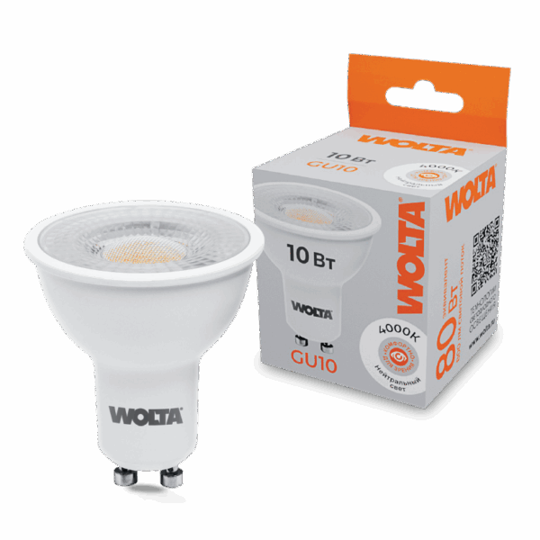 Светодиодная лампа WOLTA WSTD-PAR16-220V10W4KGU10-L с линзой 10Вт 4000K GU10
