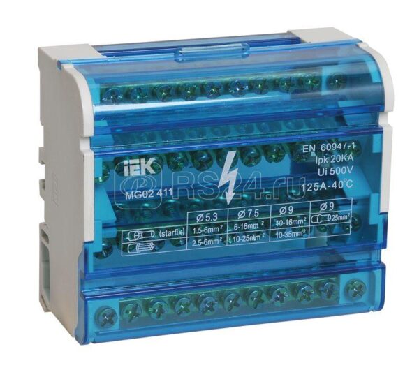 IEK Шины на DIN-рейку в корпусе (кросс-модуль) 3L+PEN 4х11
YND10-4-11-125