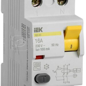 IEK KARAT Выключатель дифференциальный ВД1-63 (УЗО) 2Р 16А 100мА
MDV10-2-016-100