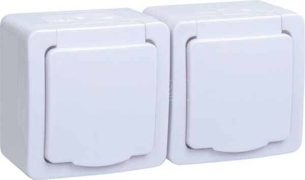 IEK GERMES PLUS Бел Розетка 2-мест. в сборе с корпусом с З/К откр. уст-ки16А 220-250В с крышкой винт. зажим ERMP22-K01-16-54-EC