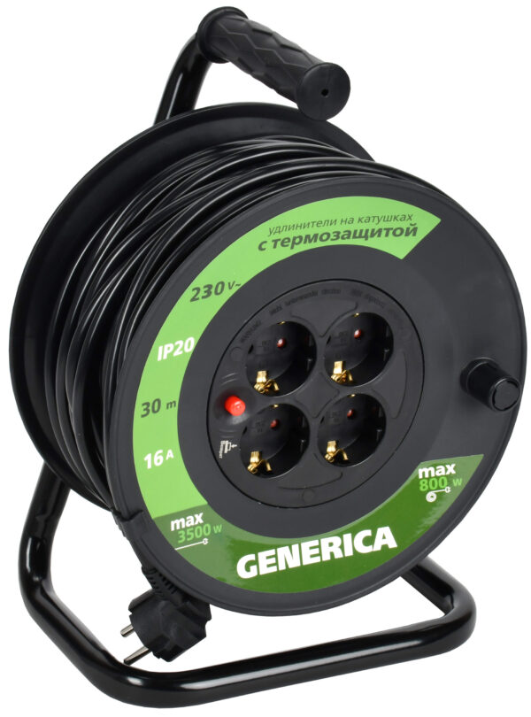 IEK GENERICA Катушка УК30 с т/з 4 места 2P+PE/30м 3х1,5мм2 WKP20-16-04-30-G