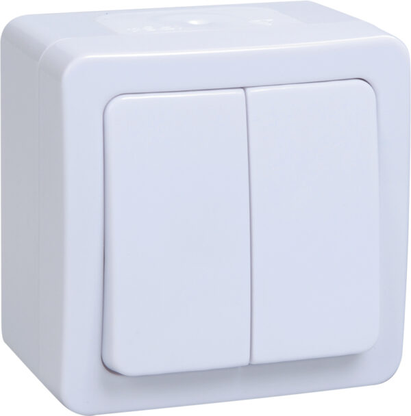 IEK GERMES PLUS ВС20-2-0-ГПБ Выключатель 2кл о/у IP54 (цвет клавиши:белый) EVMP20-K01-10-54-EC