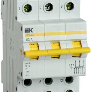 IEK KARAT Выключатель-разъединитель трехпозиционный ВРТ-63 3P 63А
MPR10-3-063