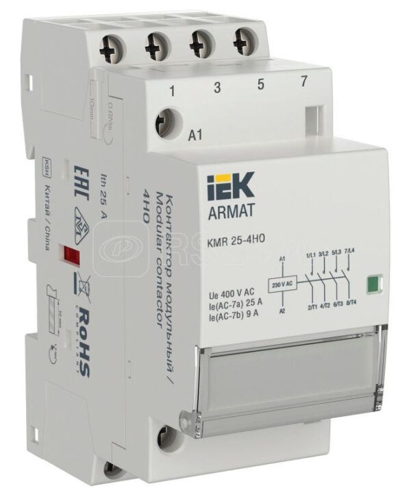 IEK ARMAT Контактор модульный KMR 25А 230В AC 4НО
AR-KMR10-025-40-230