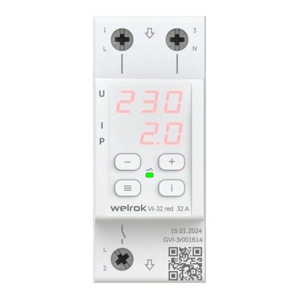 Реле напряжения с контролем тока welrok VI-32 red