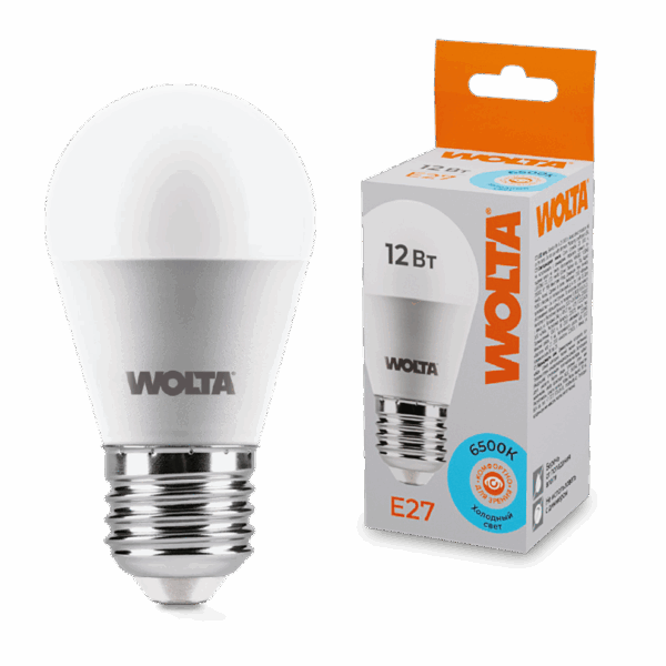 Светодиодная лампа WOLTA 25W45GL12E27 12Вт 6500K E27