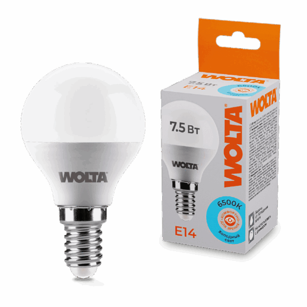 Светодиодная лампа WOLTA 25W45GL7.5E14 7.5Вт 6500K E14