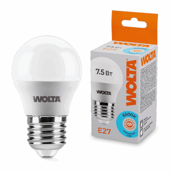 Светодиодная лампа WOLTA 25W45GL7.5E27 7.5Вт 6500K E27