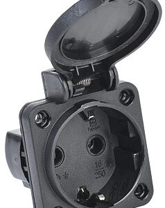 IEK РП14-3 розетка панельная  2Р+РЕ 16А з/к с кр. IP54 черн. MAGNUM PSN71-016-3-2-54-K02