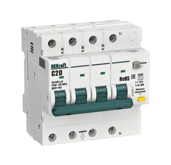 16402DEK АВДТ 3P+N 20А 30мА AC х-ка C ДИФ-103 6кА нов.