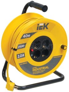 Iek Катушка УК40 с т/з 4 места 2Р+pЕ/40м 3х1,0 мм2 "industrial" wkp14 10 04 40