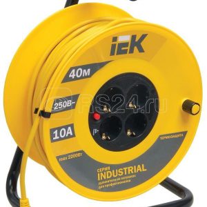 Iek Катушка УК40 с т/з 4 места 2Р+pЕ/40м 3х1,0 мм2 "industrial" wkp14 10 04 40