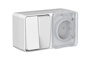 Systeme electric atlasdesign profi54 Наруж Серый Блок: Роз. з/к со шт. 16А, Выкл.2 клав.10А se atn54
