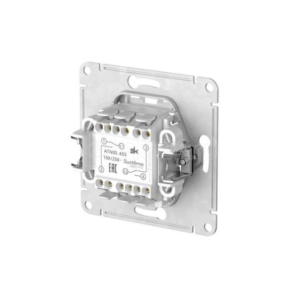 Atn001065s atlasdesign 2 клавишный переключатель, 10А, мех., быстрозажим. клем., карбон