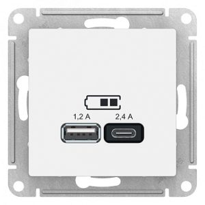 Atn000139 usb розетка a+С, мех, белый