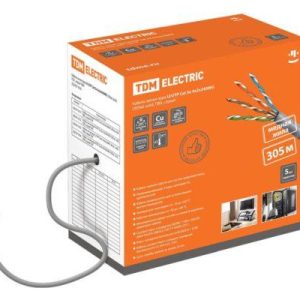 Кабель витая пара u/utp cat 5e 4х2х24awg (305м) solid, ПВХ, серый tdm