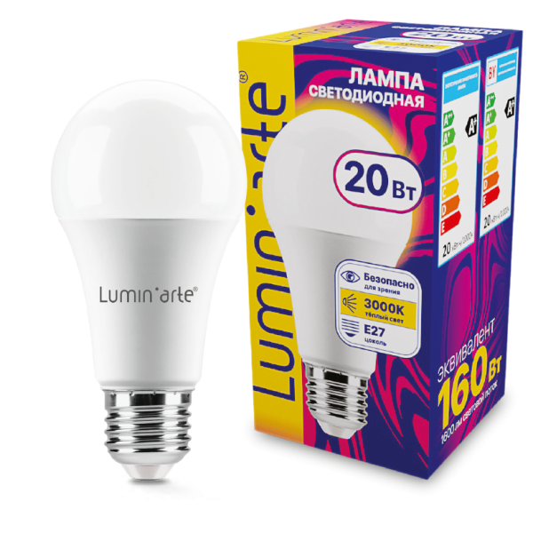 Светодиодная лампа lumin'arte lstd a60 20w3ke27 20Вт 3000k e27