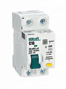 Dekraft Дифференциальный автомат (АВДТ) 1Р+n 16А 30мА тип ac х ка c ДИФ 103 4.5кА 16052dek
