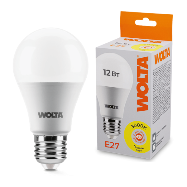 Светодиодная лампа wolta 25y60bl12e27 12Вт 3000К e27