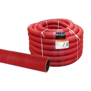 Труба гофрированная двустенная ПНД d 110 с зондом (50 м/уп.) красная tdm