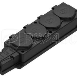 Mst4104bk multiset Колодка 4х розетка 2К+З каучуковая 16А/250В ip44 Чёрная
