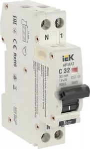 Iek armat АВДТ b06s 1p+np c32 30мА тип ac (18мм) ar b06s 1n c32c030