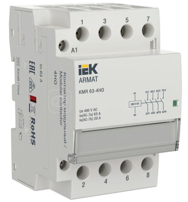 Iek armat Контактор модульный kmr 63А 230В ac 4НО ar kmr10 063 40 230