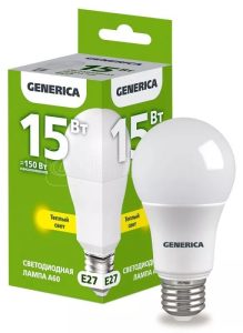 Iek generica Лампа led a60 груша 15Вт 230В 3000К e27 ll a60 15 230 30 e27 g