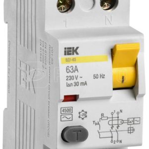 Iek karat Выключатель дифференциальный ВД1 63 (УЗО) 2Р 63А 30мА mdv10 2 063 030