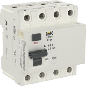 Iek armat ВДТ r10n 4p 63А 30мА тип ac ar r10n 4 063c030