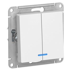 Systeme electric atlasdesign Бел Выключатель 2 клавишный с подсветкой, сх.5а, 10АХ, механизм se atn0