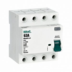 Dekraft ВДТ 4p 63А 300мА тип ac 6кА УЗО 00 14252dek