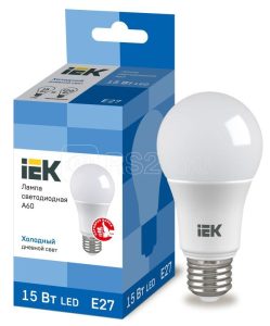 "iek Лампа светодиодная eco a60 шар 15Вт 230В 6500К e27 lle a60 15 230 65 e27"