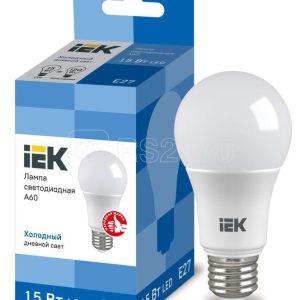 "iek Лампа светодиодная eco a60 шар 15Вт 230В 6500К e27 lle a60 15 230 65 e27"
