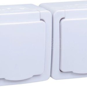 Iek germes plus Бел Розетка 2 мест. в сборе с корпусом с З/К откр. уст ки16А 220 250В с крышкой винт