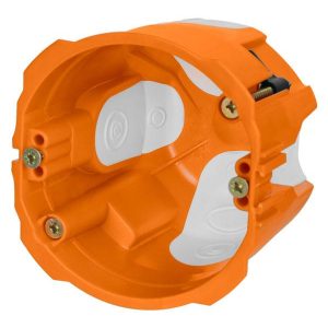 Установочная коробка СП d73х65 мм, 2 х компон., саморезы, пл. лапки, ip30, оранж., инд. штрихкод tdm