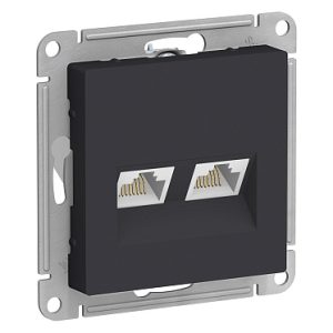 Atn001085 Розетка двойная комп.кат.5Е, мех, карбон