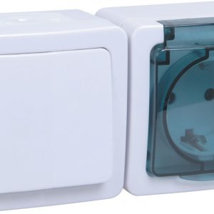 Iek germes plus БГб 22 31 ГПБд блок "выкл 1кл + розетка 1м с з/к" о/у ip54 (кл.бел./кр.дым.) ebgmp20