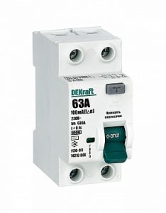 Dekraft ВДТ 2p 63А 100мА тип ac 6кА УЗО 03 14219dek