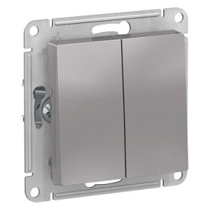 Systeme electric atlasdesign Алюминий Переключатель 2 клавишный сх.6, 10АХ, механизм se atn000365
