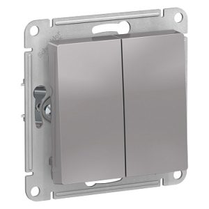 Systeme electric atlasdesign Алюминий Выключатель 2 клавишный сх.5, 10АХ, механизм se atn000351