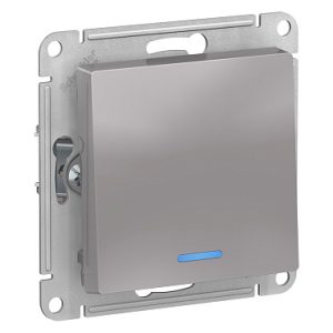 Systeme electric atlasdesign Алюминий Выключатель 1 клавишный с подсветкой, сх.1а, 10АХ, механизм se