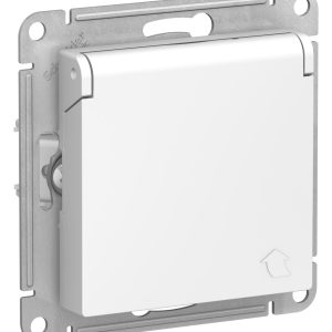 Systeme electric atlasdesign aqua Бел Розетка с/з со шторками с крышкой, 16А, ip44, механизм se atn4