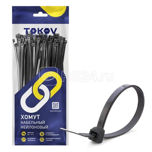 Хомут кабельный нейлоновый черн. 3.6х200 (уп.100шт) tokov electric tke hns 3.6 200 b/100